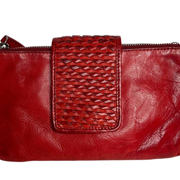 Anthropologie Vilenca Holland Rustic Red Woven Leather Convertible Crossbody - Picture 3 of 9